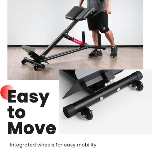 LIONSCOOL Heavy-Duty Adjustable Roman Chair - Back Extension Bench with Multiple Adjustment Functions- Hyperextension Bench Perfect for Home Gym (Black, 45°-180° Bench) in Kuwait