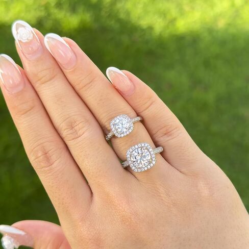 1 CT Moissanite Engagement Ring for Women – 925 Sterling Silver, White Gold Plated, Adjustable Round Promise & Wedding Band Ring in Saudi Arabia