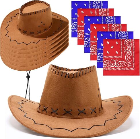 Zhanmai 12 قطع قبعات رعاة البقر و Bandanas الجزء الأكبر من رعاة البقر الراعي رعاة البقر القبعات الحفلات الأزياء (متعدد الألوان) in Saudi Arabia