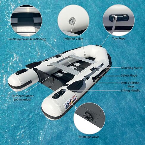 7.5 قدم قارب قابل للنفخ ، طوفان محمول 2-3 شخص ، لوح مقعد الألومنيوم و 4 أرضية من الألومنيوم ، 3 أنابيب الهواء المستقلة ، 14 بوصة تعويم كبير. in Kuwait