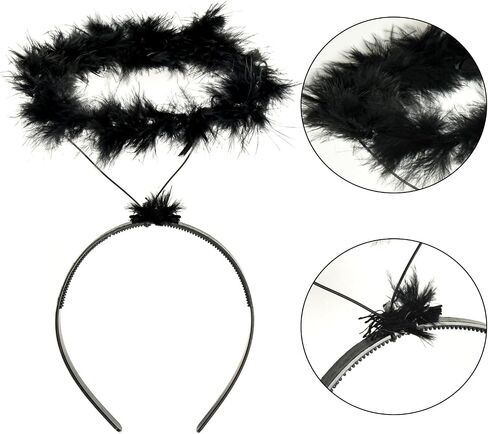 SUMERSHA Angel Halo Headband Feather Angel Headwear Fluffy Hair Band for Halloween Costume Party Accessory in Saudi Arabia