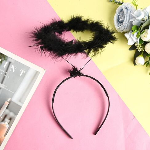 SUMERSHA Angel Halo Headband Feather Angel Headwear Fluffy Hair Band for Halloween Costume Party Accessory in Saudi Arabia