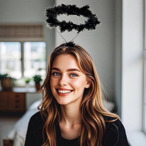 SUMERSHA Angel Halo Headband Feather Angel Headwear Fluffy Hair Band for Halloween Costume Party Accessory in Saudi Arabia