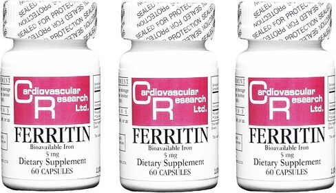 Cardiovascular Research Ferritin 5 mg Tamper Resistant Shipping Box Iron Supplement 60 Count in Saudi Arabia