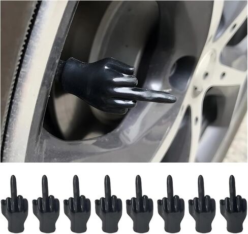 Middle Finger Universal Valve Stem Cap, 4 PCS Prank Tire Valve Stem Caps Funny Airtight Dust Proof Covers Anti-Rust Valve Stem Cover, Car Wheel Tire Exterior Accessories for Cars, SUV, Bike in Kuwait