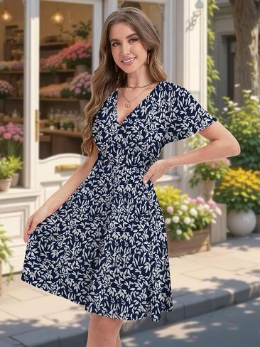 Summer Dresses for Women 2025 Floral Sundresses Elegant Classy Fashion Casual Outfit Plus Size in Kuwait