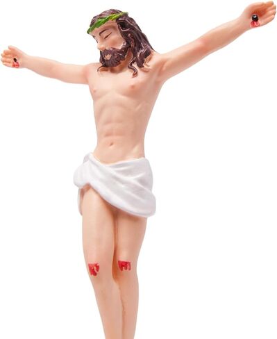 Fexcofu Bunjesus Crucifix ، Bungee Jumping Wall Cross - Denaissance Sculpture Dentical Home Dedicor لعيد الفصح ، عيد الميلاد - هدية مسيحية فكاهية للأصدقاء والعائلة (أسود) in Saudi Arabia