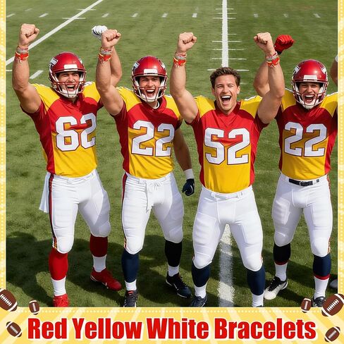 Game Day Football Bracelets for Women - Green and White Friendship Clay Beaded Stretch Bracelets,Stackable Sports Fans Charm Bangles,Football Mom Accessories Football Gifts for Matches in Saudi Arabia