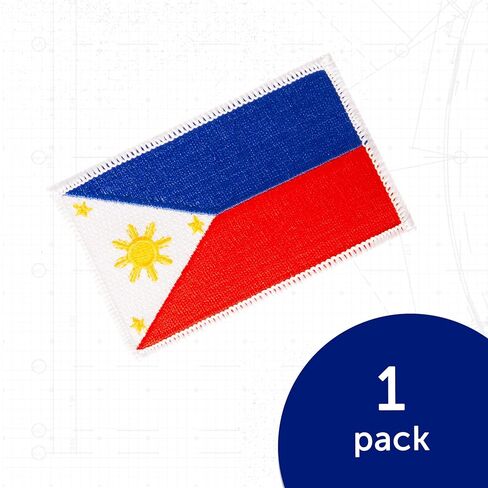 Desert Cactus Philippines Flag Patch – 3.5" x 2.25" Embroidered Iron On/Sew On Applique for Blazers, Jackets, Backpacks, Bags, Hats & Tactical Gear – (3-Pack Patch) in Kuwait