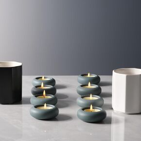 Handmade Decorative Pebble Tealight Candle Holders Set of 8 - Handcrafted Home Decor Accent for Calming Earthy Aesthetic Cement Peacock Blue Diameter 2.6 inches in Saudi Arabia