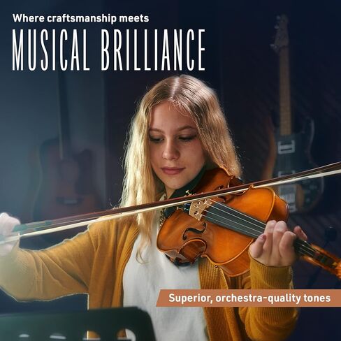 سيسيليو 3/4 كمان الكمان الصلبة مع سلاسل D'Addario Prelude ، القوس ، Rosin ، موالف ، راحة الكتف والدرس - مثالي للمبتدئين in Kuwait