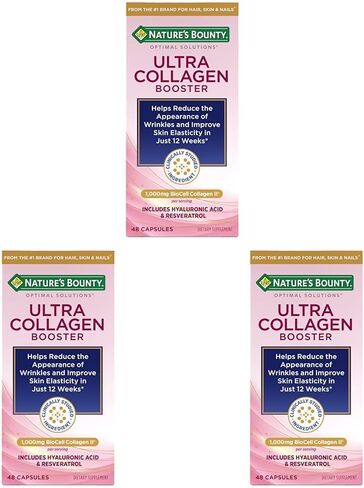 Nature's Bounty Optimal Solutions Ultra Collagen Booster for Healthy-Aging, Collagen Supplement, Resveratrol, Hyaluronic Acid – Collagen Capsules for Women, 48 Capsules in Saudi Arabia