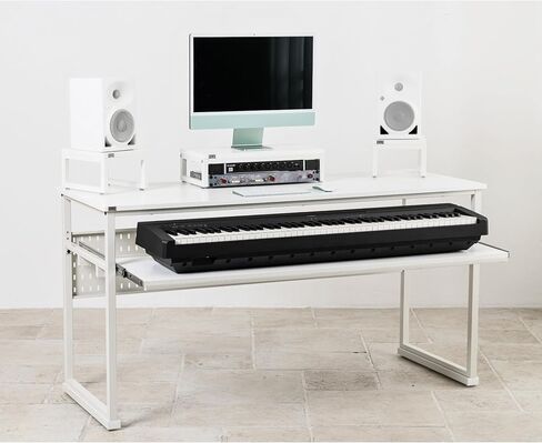 Music Studio Desk with Keyboard Tray, for Full 88 Keys and 61 Keys (Music Producer Desk) (88 Keys, Black)(Cable Tray & Speaker Stands Sold Separately) in Kuwait
