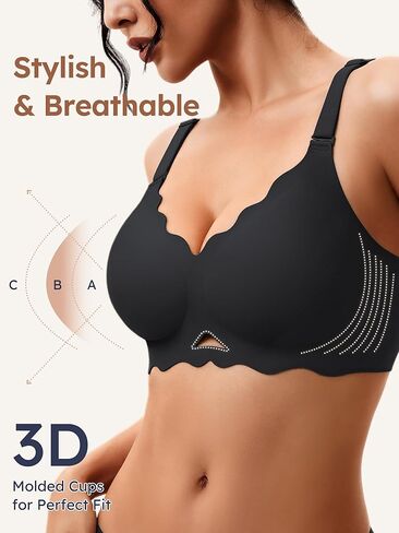 Wireless Bras for Women No Underwire, Seamless Comfortable Bralettes, Wavy V Neck, Padded T-Shirt Bra in Kuwait