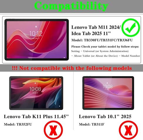 واقي شاشة لجهاز Lenovo Tab M11 (2024) مقاس 11 بوصة، طبقة من الزجاج المقوى عالي الدقة بالكامل، شفاف عالي الدقة، صلابة 9H، بدون فقاعات [عبوة من قطعتين] in Kuwait