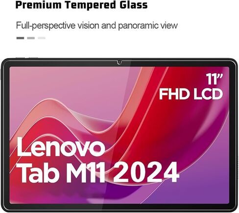 واقي شاشة لجهاز Lenovo Tab M11 (2024) مقاس 11 بوصة، طبقة من الزجاج المقوى عالي الدقة بالكامل، شفاف عالي الدقة، صلابة 9H، بدون فقاعات [عبوة من قطعتين] in Kuwait