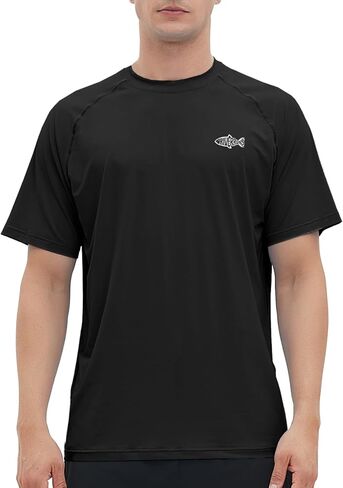 Riverruns Men's Swim Shirt Rash Guard Short Sleeve UPF 50+ UV Sun Protection Quick Dry Fishing Beach Water T-Shirt #1030 in Kuwait