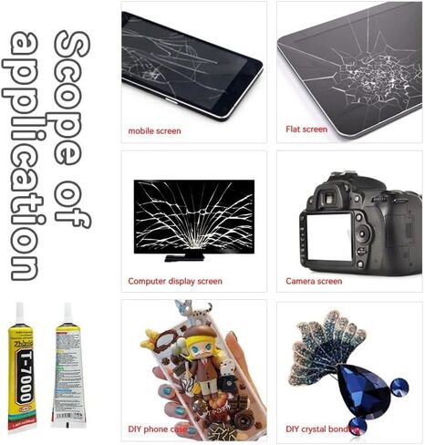 T-7000 Black Adhesive Glue for Phone, Adhesive Glues for Cell Phones Screen Repair Glass Jewelry Wood Crafts Metal Stone (50 ML*2/1.68 oz) in Saudi Arabia