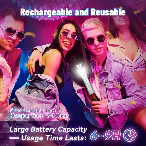 Bottle Service Lights Bottle Sparklers Rechargeable Bottle Girl Lights 2 Pieces Bottle Service for Bar Nightclub Concert Birthday Wedding Party Outdoors Strobe Baton in Saudi Arabia