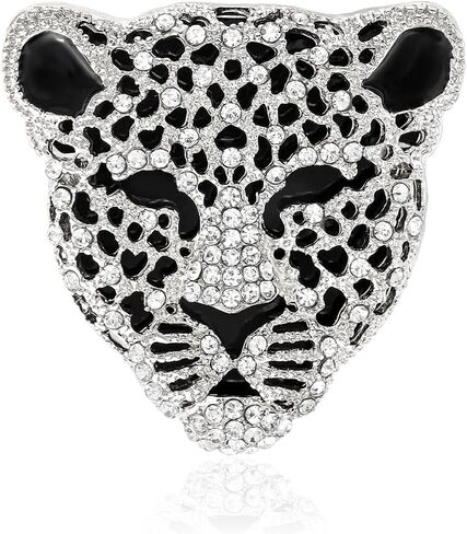 Vintage Shiny Rhinestone Leopard Head Brooches for Women Unisex Animal Pins Casual Accessories Gifts in Saudi Arabia