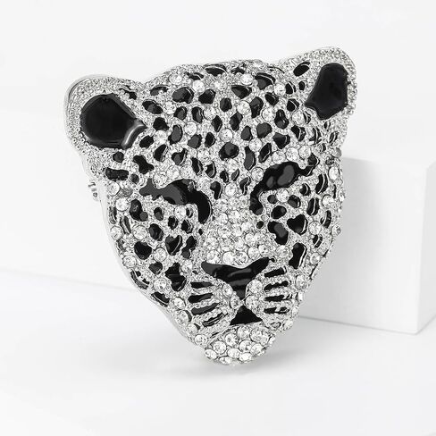 Vintage Shiny Rhinestone Leopard Head Brooches for Women Unisex Animal Pins Casual Accessories Gifts in Saudi Arabia