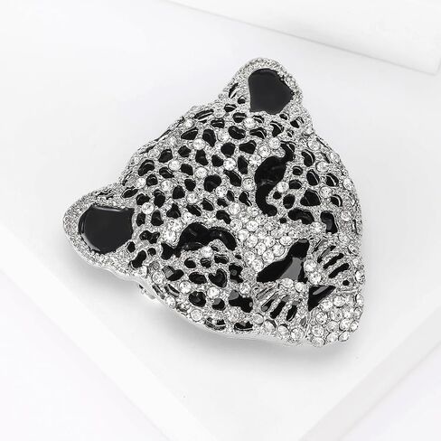 Vintage Shiny Rhinestone Leopard Head Brooches for Women Unisex Animal Pins Casual Accessories Gifts in Saudi Arabia