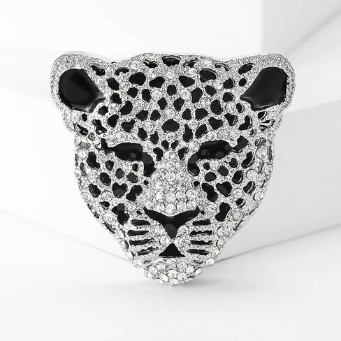 Vintage Shiny Rhinestone Leopard Head Brooches for Women Unisex Animal Pins Casual Accessories Gifts in Saudi Arabia