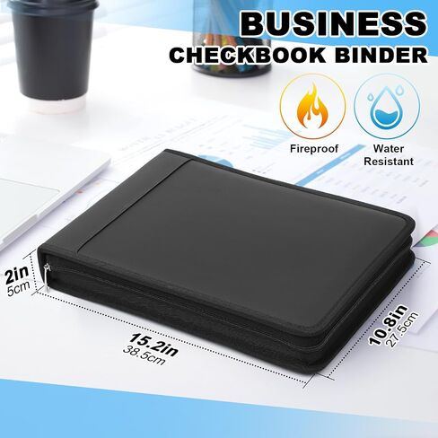 Henoyso 3 Rings Rings Fireproof Business Binder مع حلقات سحاب 1.5 بوصة D للشيكات 3 على صفحة FIT 3 و 9 ثقوب تحقق 600 ورقة منظم السعة لتخزين المكتب END COBBOOK in Kuwait