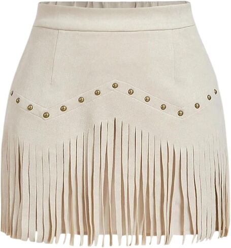Western Skirts for Women Fringe Mini Suede Cowgirl Skirt for Country Concert Rodeo Outfit Rave Festival in Saudi Arabia