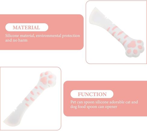 ULTECHNOVO 2pcs Home Accessory Portable Mixing Food Storage Cat Rabbit Dog Can Silicone Small Paw Short Spoon Spatula Opener Tableware Feeder Adorable and Feeding Multi- Functional Cats Wet in Kuwait