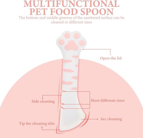 ULTECHNOVO 2pcs Home Accessory Portable Mixing Food Storage Cat Rabbit Dog Can Silicone Small Paw Short Spoon Spatula Opener Tableware Feeder Adorable and Feeding Multi- Functional Cats Wet in Kuwait