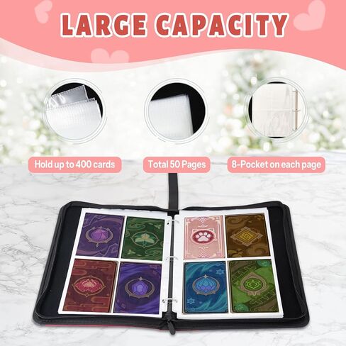 Cute Dragon Trading Card Binder ، Binder Card Card for Boys Girls Teens ، حامل بطاقة تداول قابل للتحصيل مع 400 بطاقة للتخزين ، Binder Zipper Binder Pu Health in Saudi Arabia