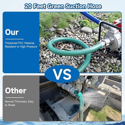3 inch suction discharge hose pump kit for water/trash pump includes 3" x 65ft blue backwash hose & 3"x20ft green pvc hose & aluminum round hole suction strainer, cam and groove lock fitting adapter in Kuwait