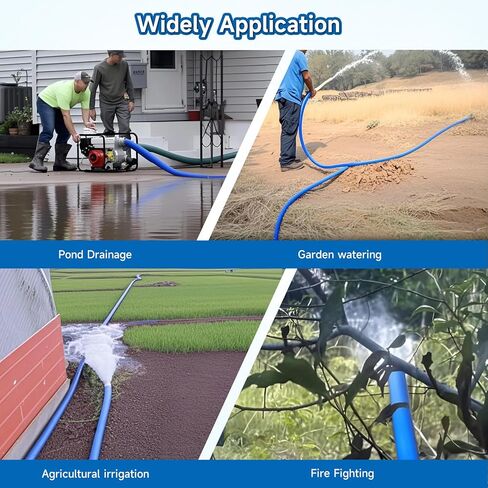 3 inch suction discharge hose pump kit for water/trash pump includes 3" x 65ft blue backwash hose & 3"x20ft green pvc hose & aluminum round hole suction strainer, cam and groove lock fitting adapter in Kuwait