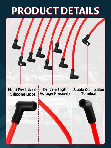 9748HH Spark Plug Wire Set Compatible with 99-06 sliverado sierra Tahoe Yukon, 10mm Spark Plug Wires Set without Heat Sheild (Black) in Kuwait