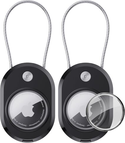 DDJ for Airtag Keychain Holder [2 Pack], IPX8 Waterproof for Air Tag Lock Case with Wire Cable, Ultra Durable Anti-Lost Protective Case for Apple Airtags with Keyring for Luggage, Key, Backpack, Pet in Kuwait