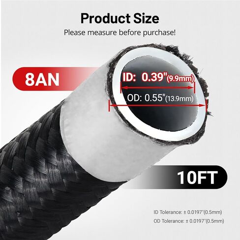 EVIL ENERGY 6AN PTFE Fuel Line Kit 10FT, AN6 E85 Braided PTFE Fuel Hose Line Kit Black ptfe Hose in Saudi Arabia