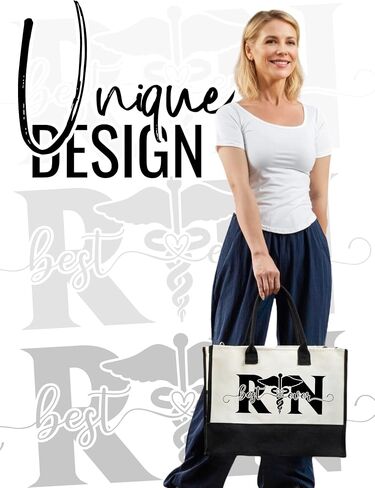 InnoBeta Registered Nurse Gifts Canvas Tote Bag for Women, RN Stuff Bag with Top Zipper Closure and Shoulder Strap for Appreciation Christmas Graduation in Kuwait