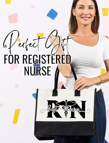 InnoBeta Registered Nurse Gifts Canvas Tote Bag for Women, RN Stuff Bag with Top Zipper Closure and Shoulder Strap for Appreciation Christmas Graduation in Kuwait