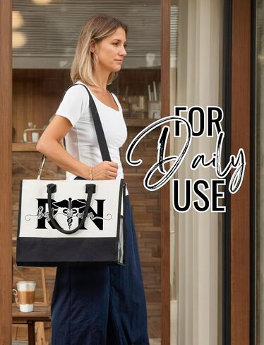 InnoBeta Registered Nurse Gifts Canvas Tote Bag for Women, RN Stuff Bag with Top Zipper Closure and Shoulder Strap for Appreciation Christmas Graduation in Kuwait