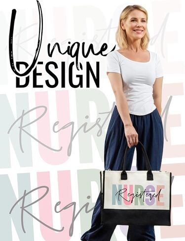 InnoBeta Registered Nurse Gifts Canvas Tote Bag for Women, RN Stuff Bag with Top Zipper Closure and Shoulder Strap for Appreciation Christmas Graduation in Kuwait