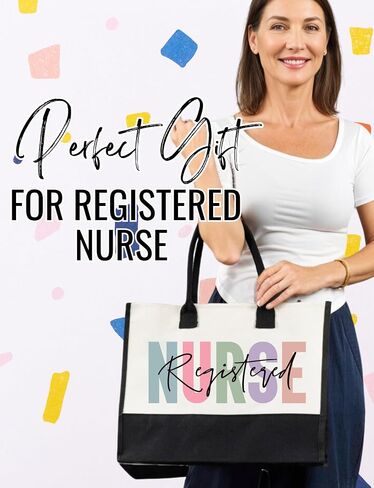 InnoBeta Registered Nurse Gifts Canvas Tote Bag for Women, RN Stuff Bag with Top Zipper Closure and Shoulder Strap for Appreciation Christmas Graduation in Kuwait