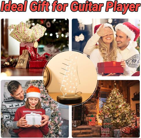 Light Up Guitar Pick Holder with 6 Guitar Picks, Acacia Wood & Acrylic Guitar Headstock Shaped Pick Holder Case for Guitar Pick Storage & Display, Guitar Music Accessories Gifts for Men Lover Player in Kuwait