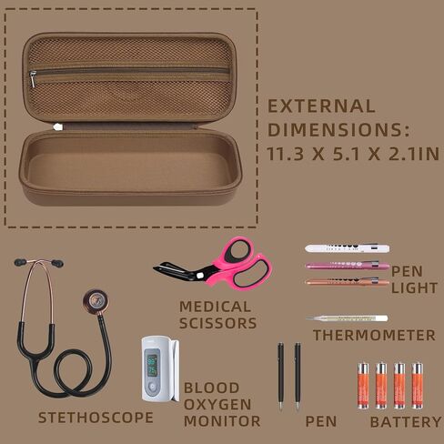حالة سماعة الطبيب المحمولة متوافقة مع 3M Littmann Classic III ، II S.E خفيفة الوزن ، أمراض القلب ، MDF ، حالة السماعات الصلبة مع جيب الشبكة للملحقات الطبية بالحرارة in Kuwait