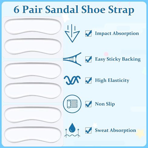 6 Pair Sandal Shoe Strap Extender Heel Sandal Strap Cushion Strips Heel Grips Liner Insert for Shoes Too Big Preventing Slipping, Rubbing, Non-Slip in Saudi Arabia
