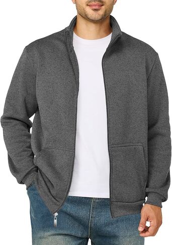 Men's Fleece Jackets Casual Lightweight Full Zip Sweatshirts Athletic Outdoor Coats with Pockets in Kuwait