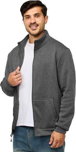 Men's Fleece Jackets Casual Lightweight Full Zip Sweatshirts Athletic Outdoor Coats with Pockets in Kuwait
