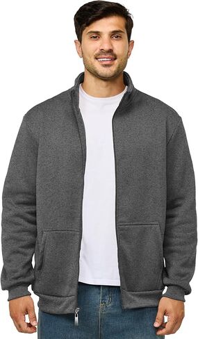 Men's Fleece Jackets Casual Lightweight Full Zip Sweatshirts Athletic Outdoor Coats with Pockets in Kuwait