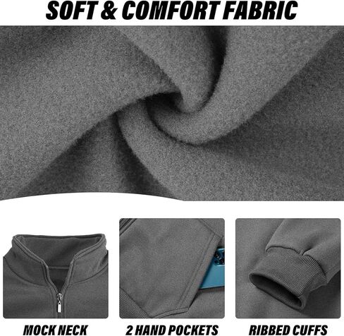 Men's Fleece Jackets Casual Lightweight Full Zip Sweatshirts Athletic Outdoor Coats with Pockets in Kuwait