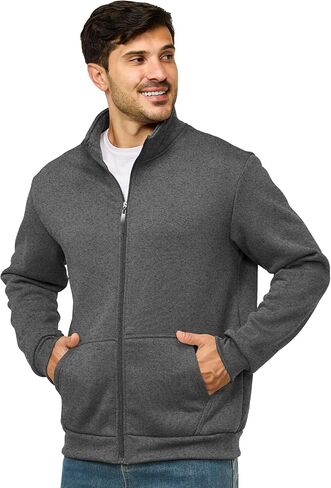 Men's Fleece Jackets Casual Lightweight Full Zip Sweatshirts Athletic Outdoor Coats with Pockets in Kuwait
